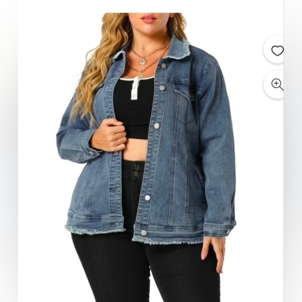 Agnes Orinda Women's Plus Size Button Down Chest Pocket Short Denim Jacket